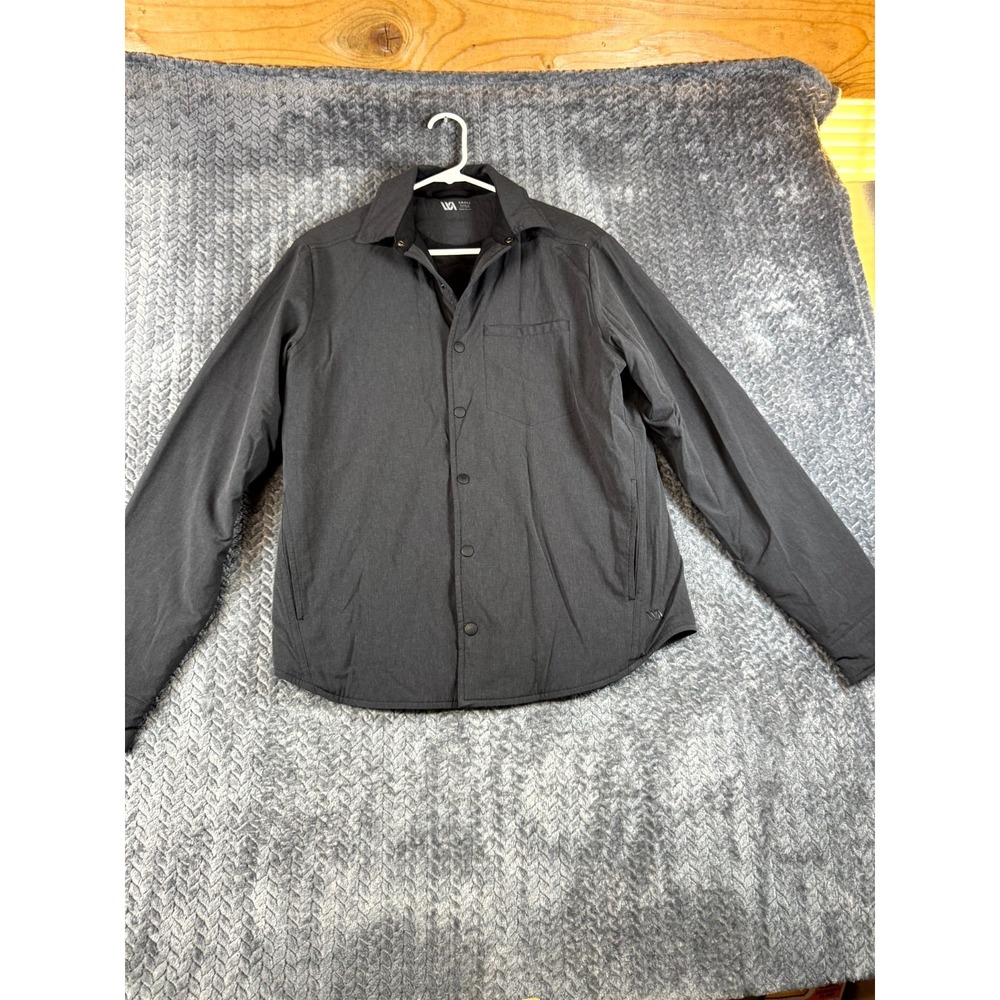 VRST Shirt Jacket Mens Small Black Stretch Snap Front Long Sleeve Chest Pocket